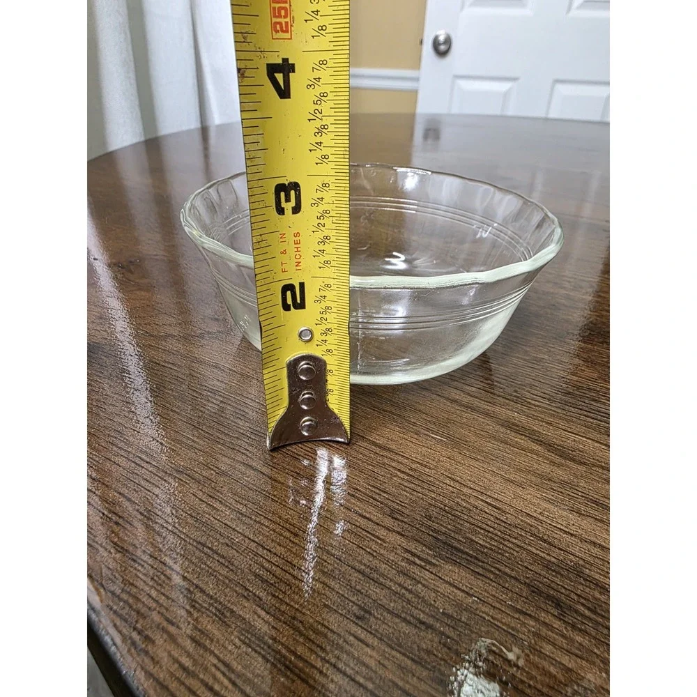 Vintage Corning Pyrex Scalloped 3 Ring Clear‎ Glass 464 Custard Cup Ramekin 10oz